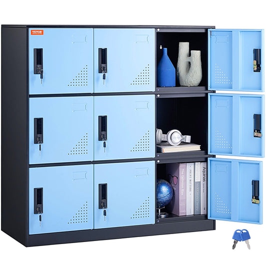 VEVOR 9 Doors Metal Storage Cabinet Employees Steel Storage Cabinet Office Black
