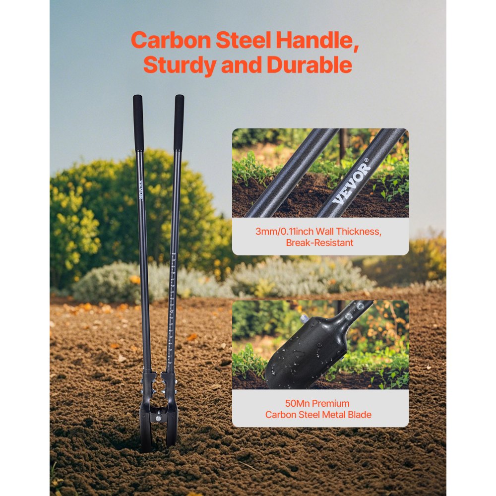 VEVOR Post Hole Digger with Carbon Steel Handle Scale Marks 1460mm Hole Digger