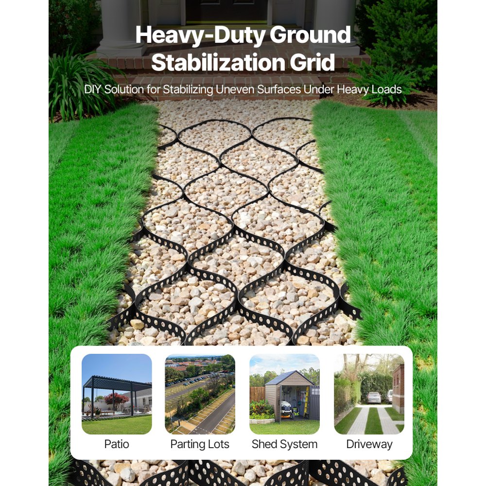 VEVOR Ground Grid 2-In Deep Geocell Grid 32.81x9.84FT / 10000x3000mm for Gravel