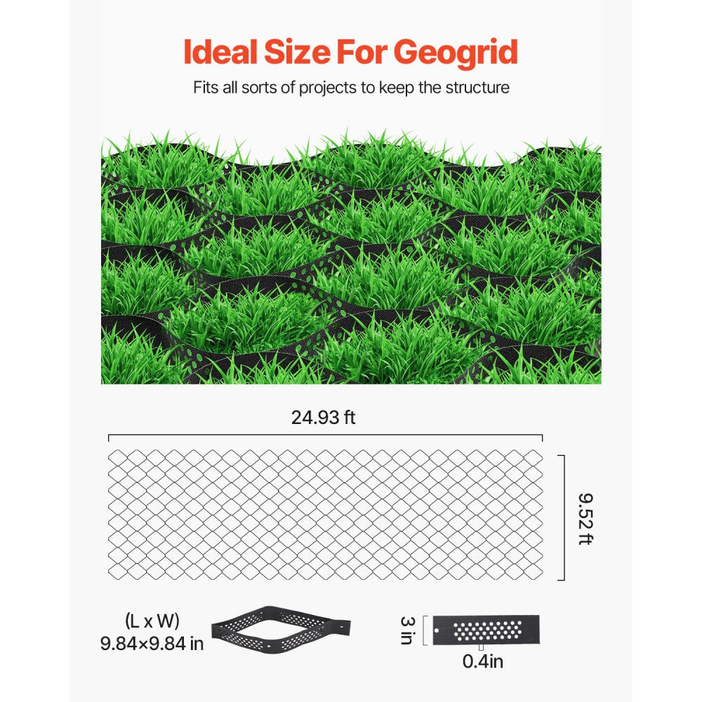 Ground Grid 3-Inch Deep Geocell Grid 24.93x9.52FT / 7600x2900mm for Gravel