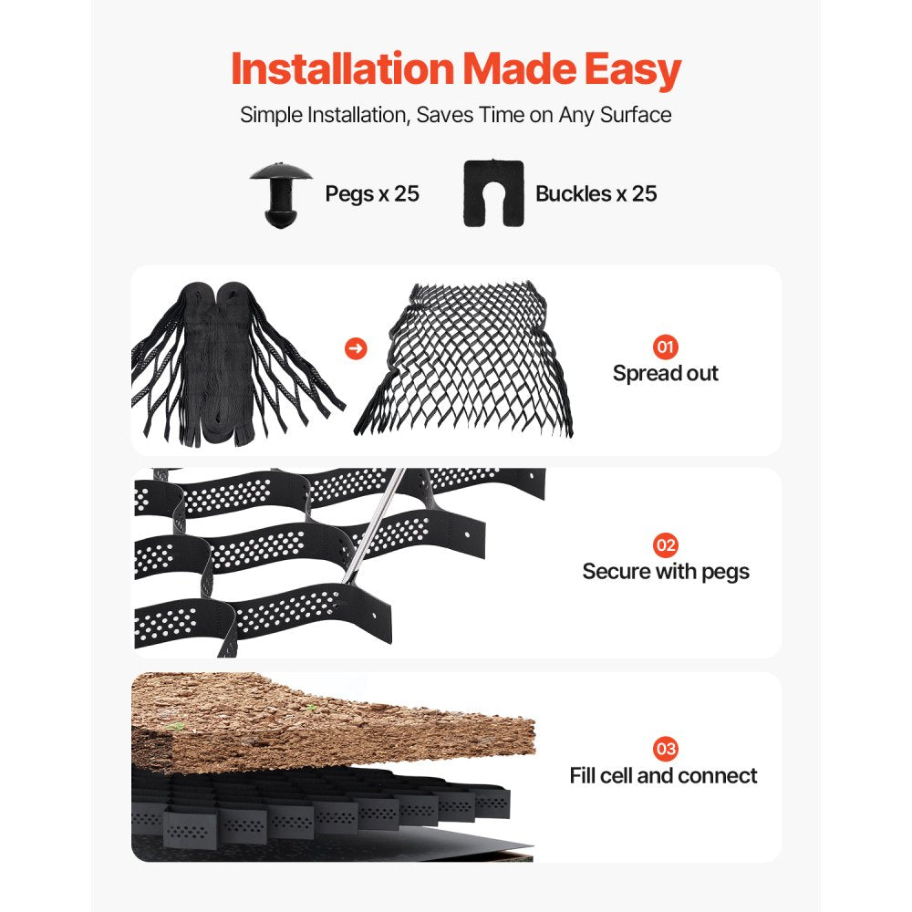 Ground Grid 3-Inch Deep Geocell Grid 24.93x9.52FT / 7600x2900mm for Gravel