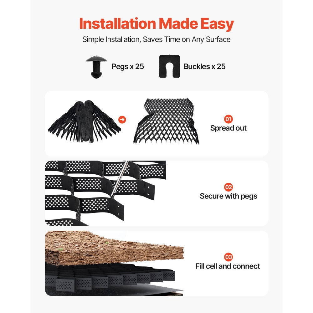 Ground Grid 4-Inch Deep Geocell Grid 17.06x8.86FT / 5200x2700mm for Gravel