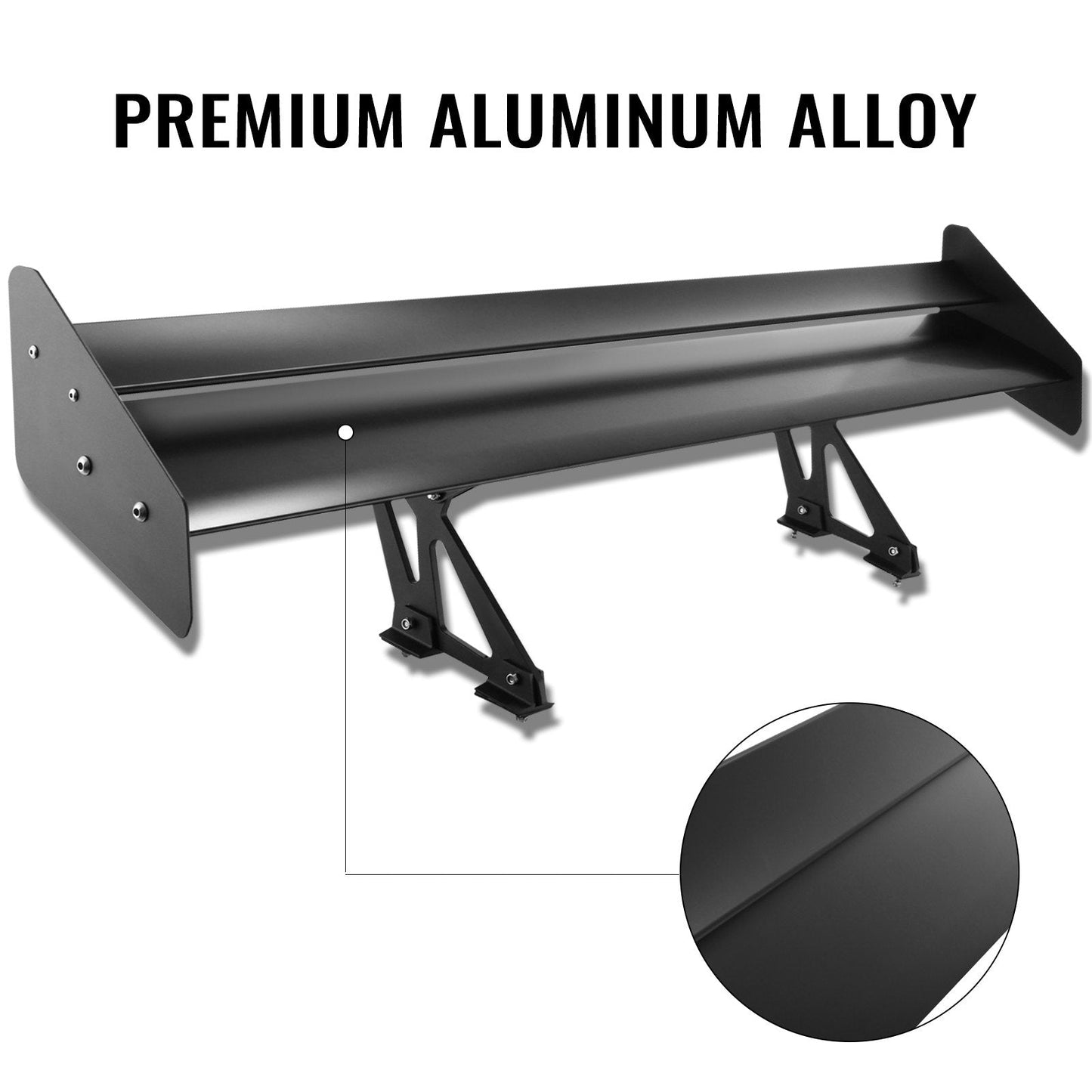 Universal Double Deck GT Wing Spoiler, 1.35m Aluminum, Adjustable for Sedans