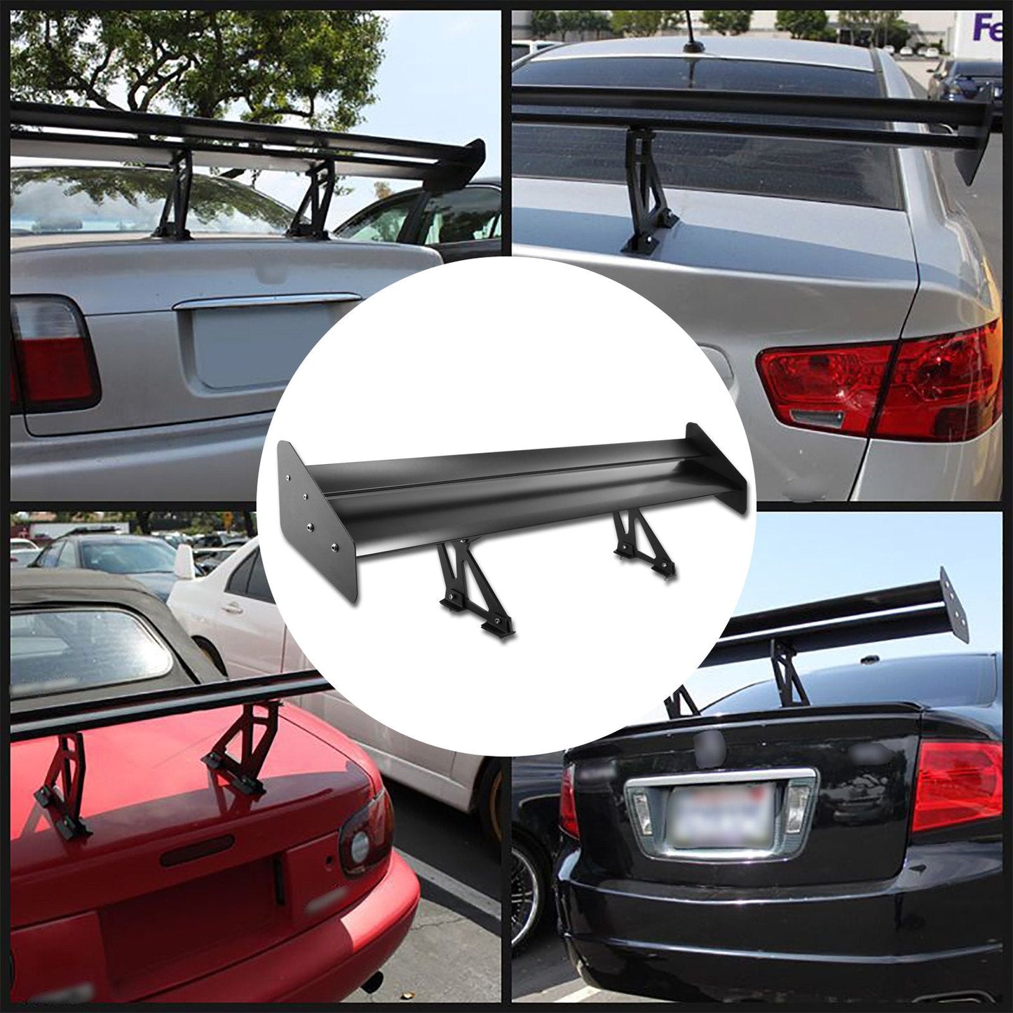 Universal Double Deck GT Wing Spoiler, 1.35m Aluminum, Adjustable for Sedans