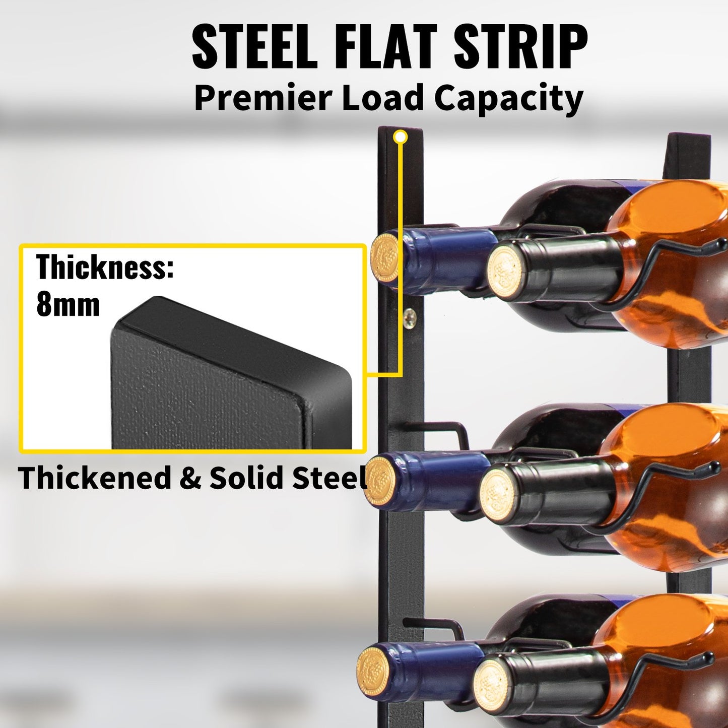 VEVOR Wall Mounted Wine Rack, 12x2 Bottles Wine Holder Towel Rack, Black Steel Vertical