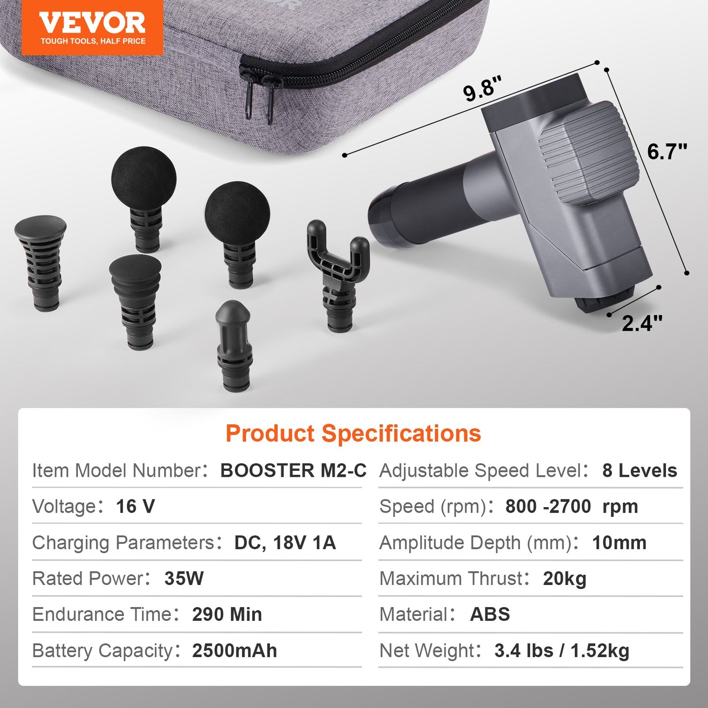 VEVOR Massage Gun Deep Tissue, Percussion Muscle Massager for Athletes - with 8