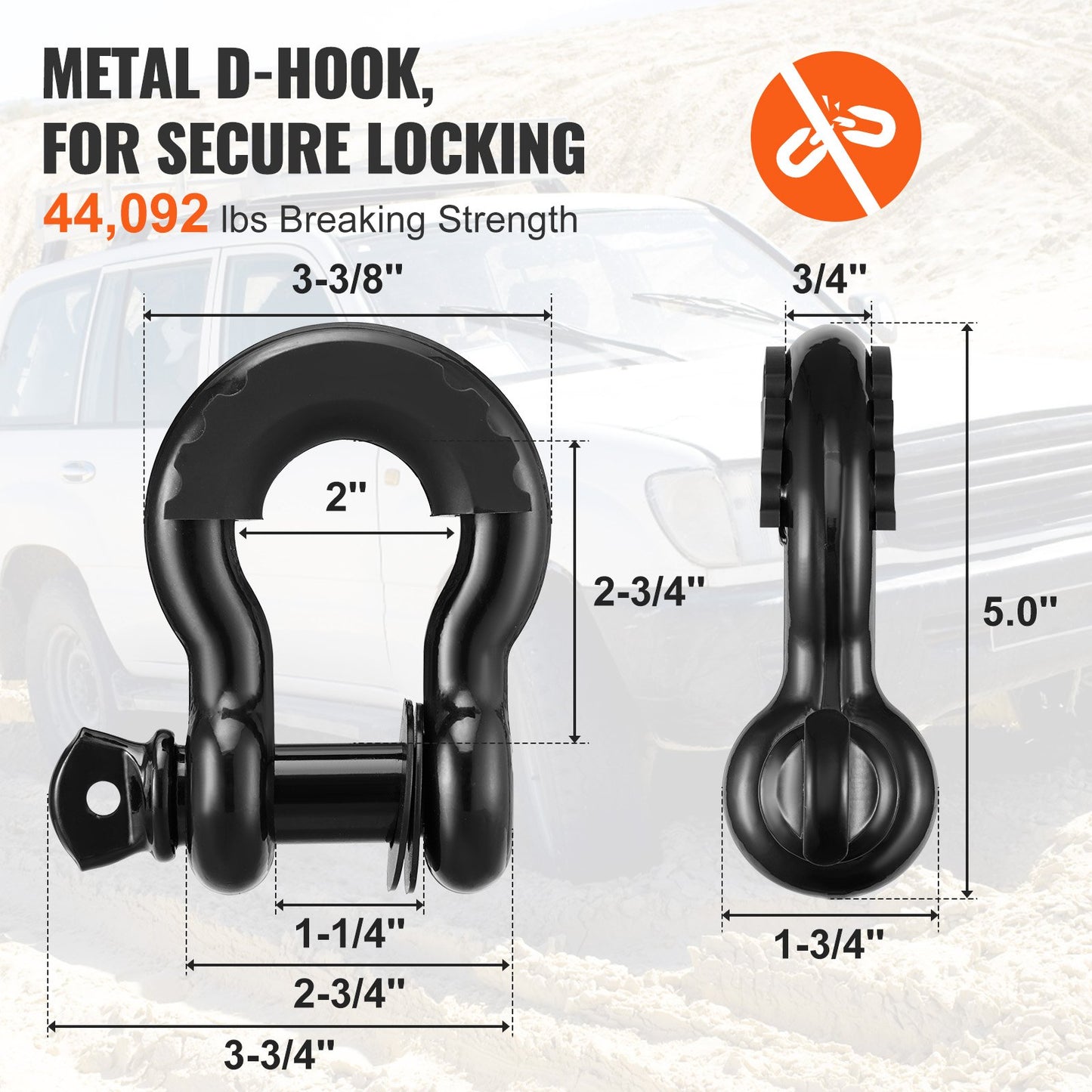 VEVOR Off-Road Recovery Kit, 7.6 x 914.4 cm, Heavy Duty Winch Recovery Kit with