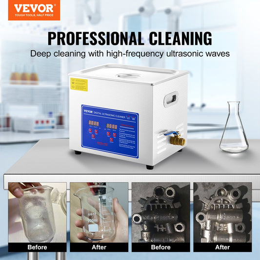VEVOR Ultrasonic Cleaner 10L Jewelry Cleaning with Digital Timer Ultrasonic Cleaning