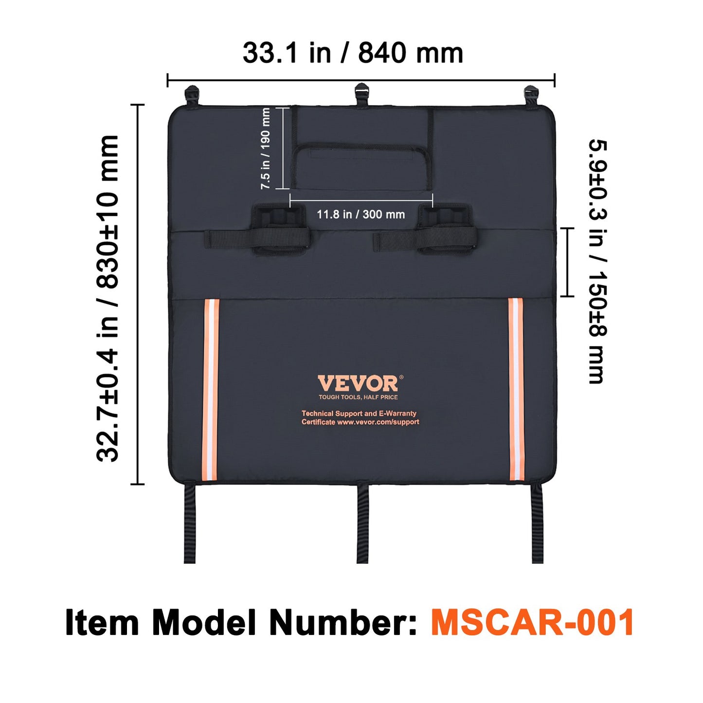 VEVOR Tailgate Bike Pad, 33" Truck Tailgate Pad Carry 2 Mountain Bikes, Tailgate