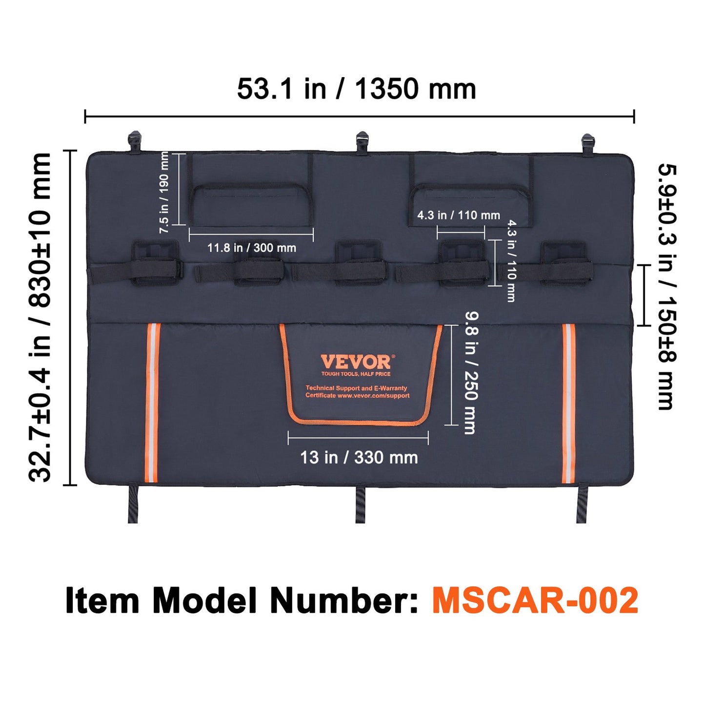 VEVOR 53-inch Tailgate Pad 5-Bike Pickup Truck Bed Tailgate Pad Protector Cover