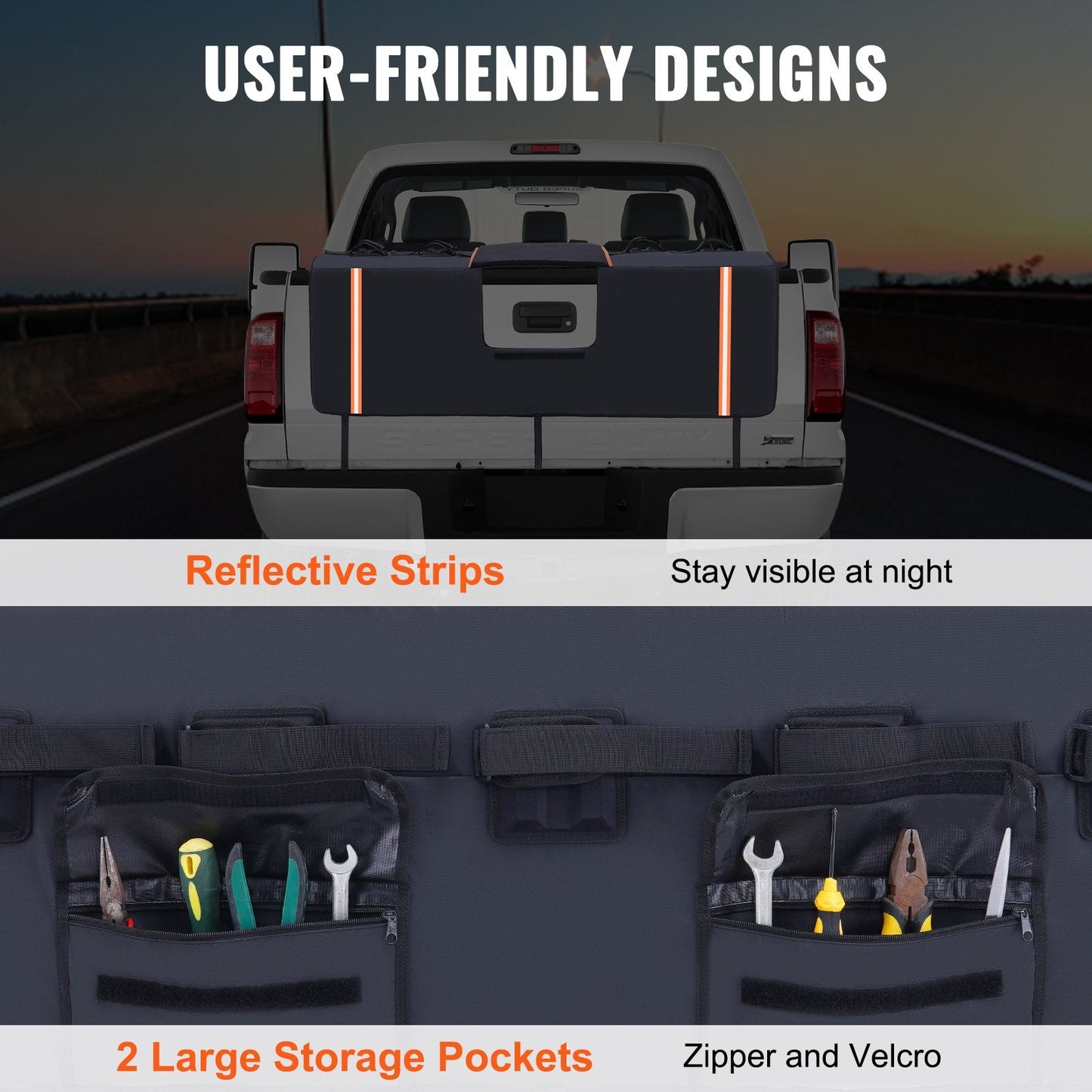 Truck Tailgate Pad for 6 Bikes with Camera Opening and Storage Pockets