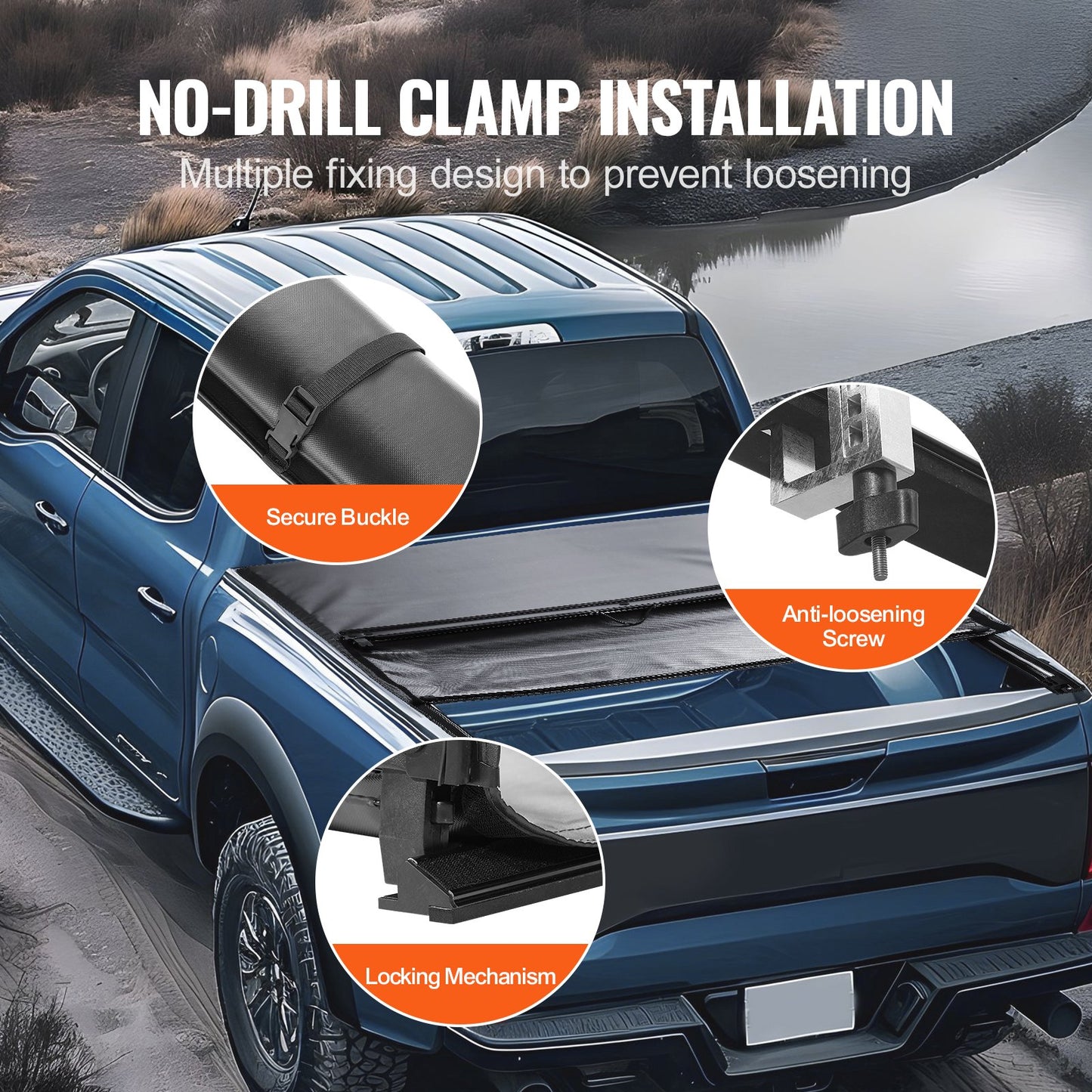 VEVOR Truck Bed Cover, Roll Up Truck Bed Tonneau Cover, Compatible with 2009-2024