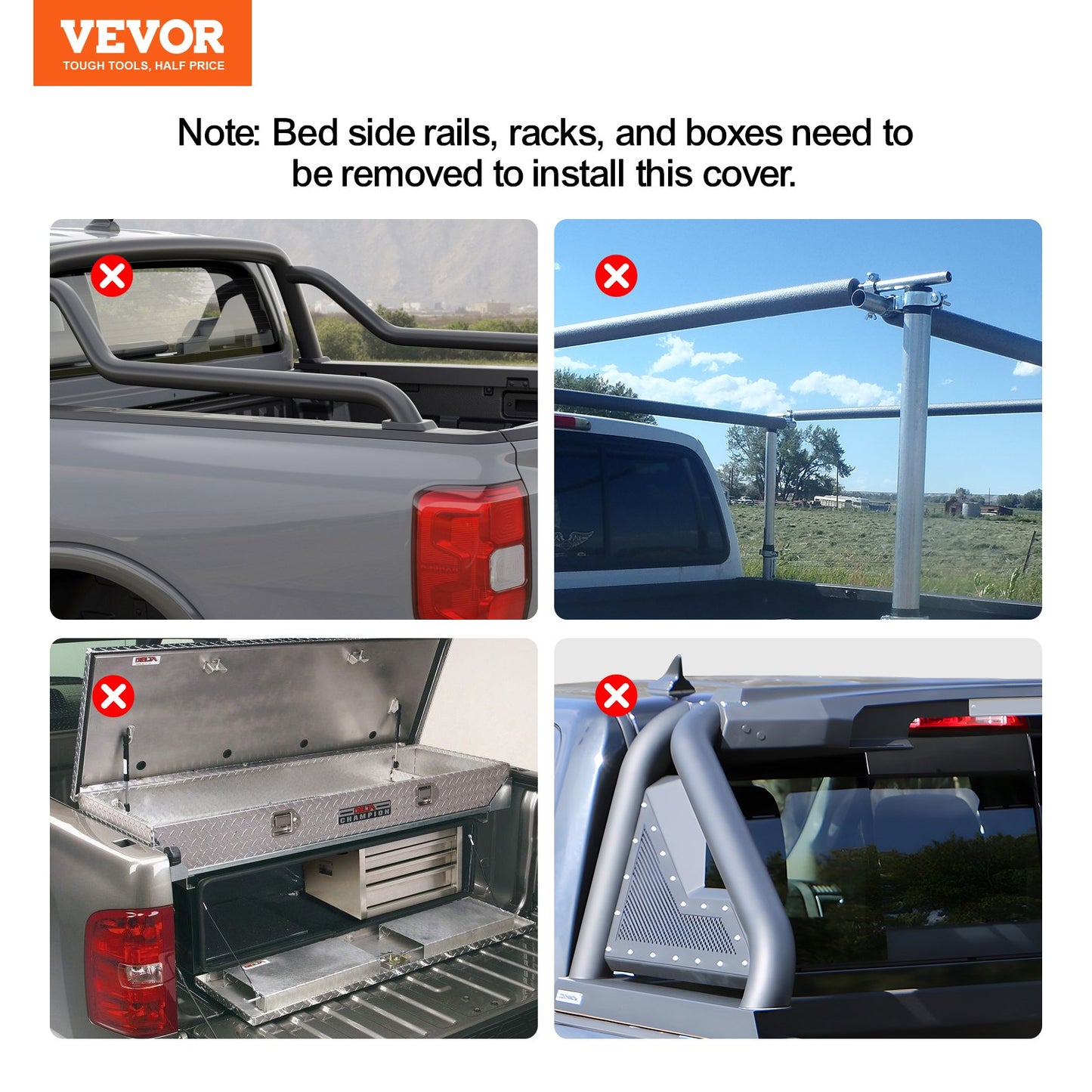 VEVOR Truck Bed Cover, Roll Up Truck Bed Tonneau Cover, Compatible with 2009-2024