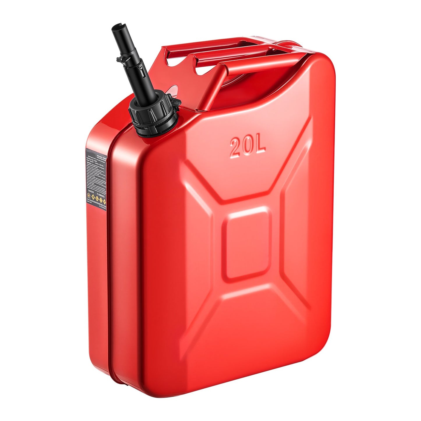 Metal Fuel Container, 20 L, Fuel Jerry Can with Spout and Comfort Handle, 6 L/min Max Flow Rate, Leakproof & Corrosion-resistant Metal Gas Tank Most Cars Motorcycle ATV UTV, Red