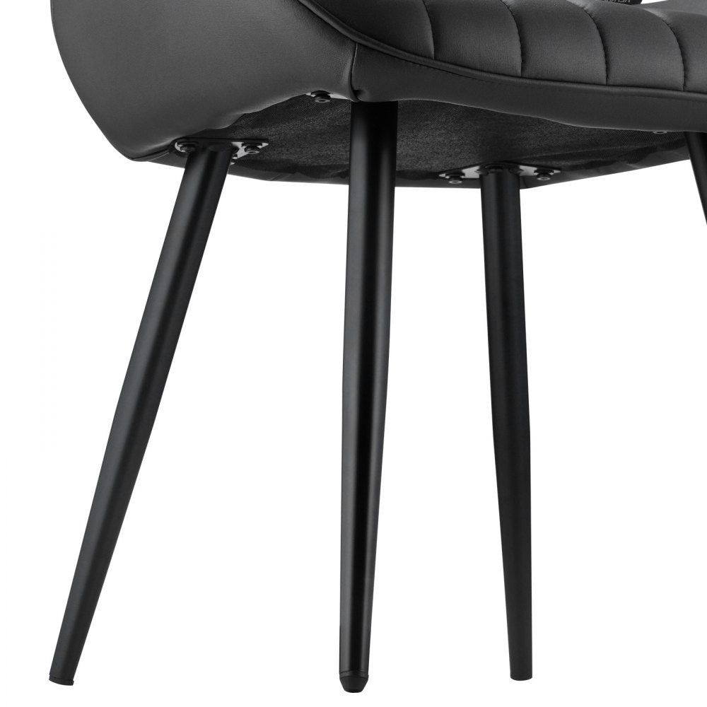 Set of 4 Dining Chairs Modern Fabric Kitchen Side Chair Metal Legs Black