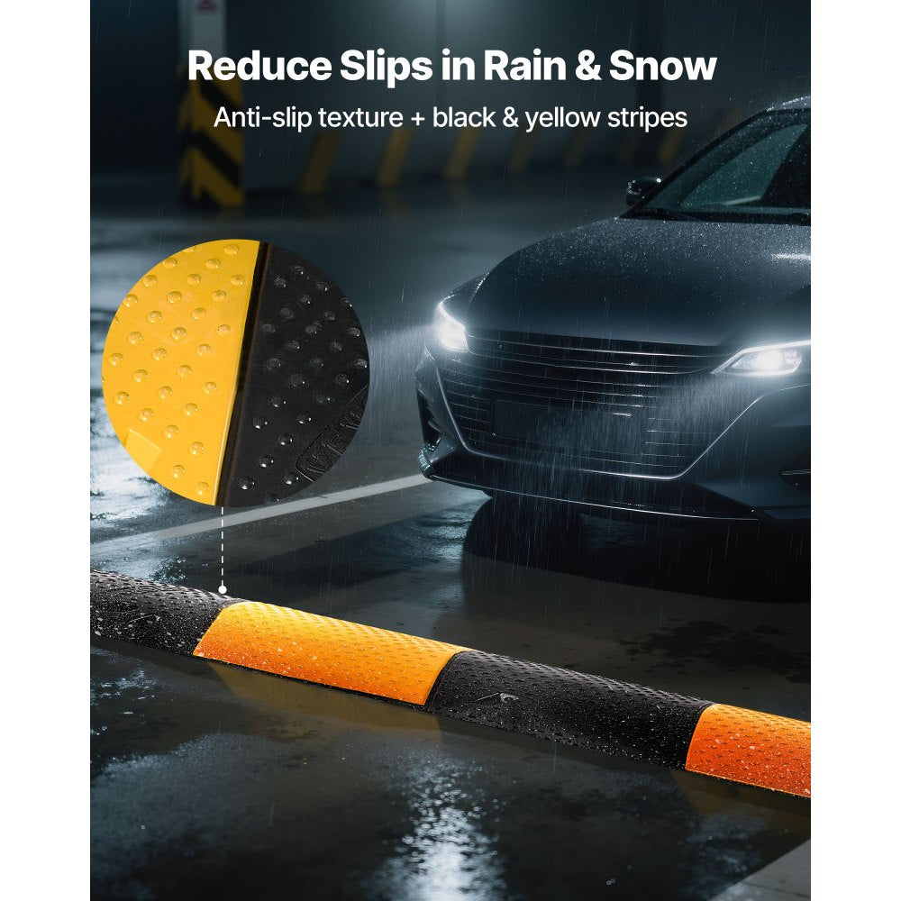 1000MM Rubber Speed Bump, 2 Pack, 2 Channel Heavy Duty Traffic Speed Hump, 9,979 kg/Axle Load Capacity, Cable Protector Ramp with Expansion Screws, for Asphalt Concrete Gravel Driveway and Road