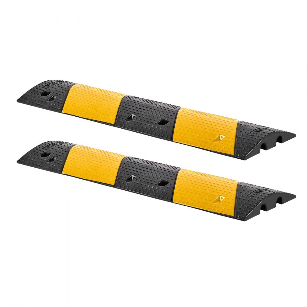 1000MM Rubber Speed Bump, 2 Pack, 2 Channel Heavy Duty Traffic Speed Hump, 9,979 kg/Axle Load Capacity, Cable Protector Ramp with Expansion Screws, for Asphalt Concrete Gravel Driveway and Road
