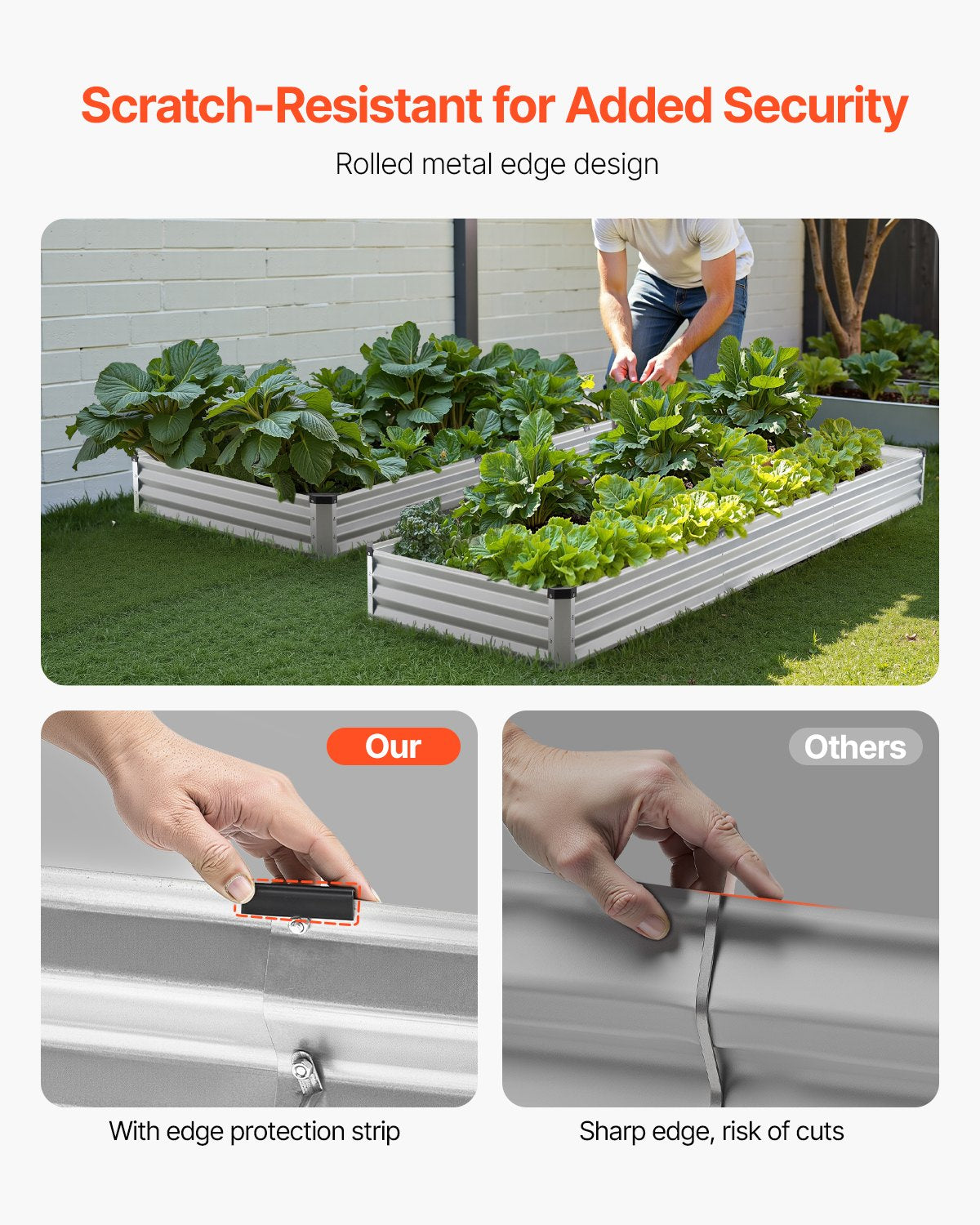VEVOR Metal Raised Garden Bed 12x4x1 ft Outdoor Galvanized Planter Box Silver