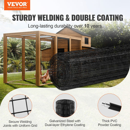 Galvanized 16-gauge steel wire and PVC coating provide strong corrosion-resistant performance
