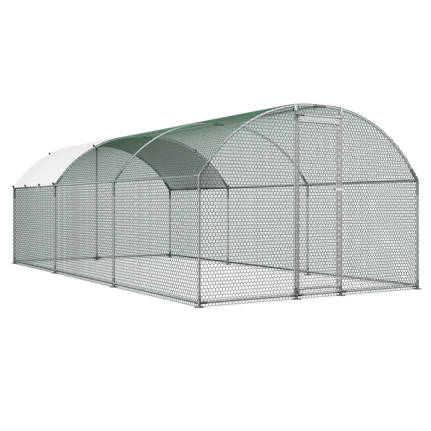 Large Metal Chicken Coop, 3 x 6 x 2 m, Walk-in Chicken Runs with Waterproof Cover, Dome Roof Hen House Enclosure with Lock, Outdoor Duck Rabbit Cage Poultry Pen for Backyard, Farm, Yard Use
