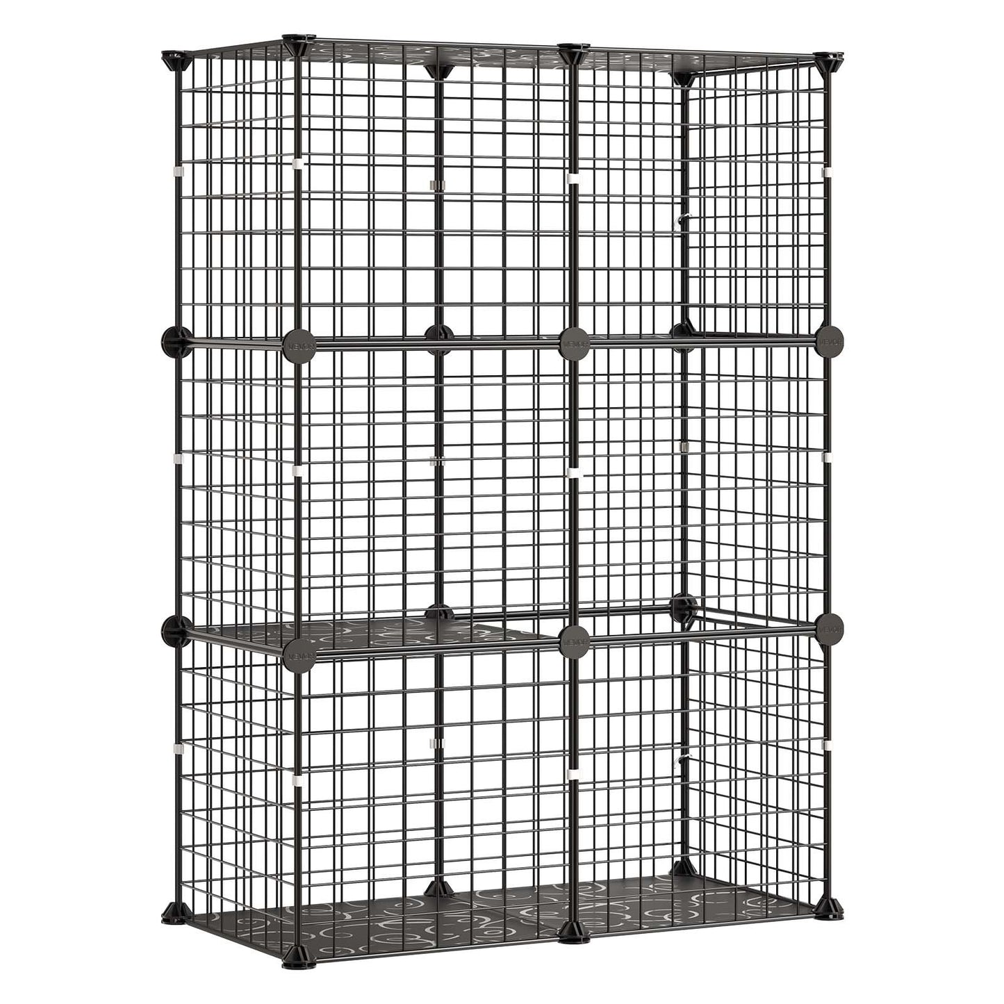 Cat Cage 3-Tier 71.1x35.5x104.1 cm DIY Cat Playpen Indoor Enclosure, Detachable Metal Wire Kennel Crate, Large Exercise Place Ideal for 1-2 Cats, Kittens, Rabbits, Ferrets & Small Animals, Black