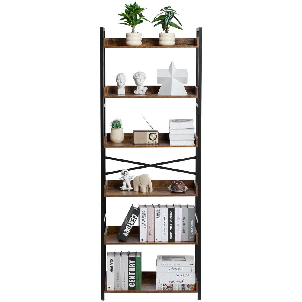 VEVOR Metal Bookshelf Rustic Bookshelf 6-Tier for Living room Bedroom & Office
