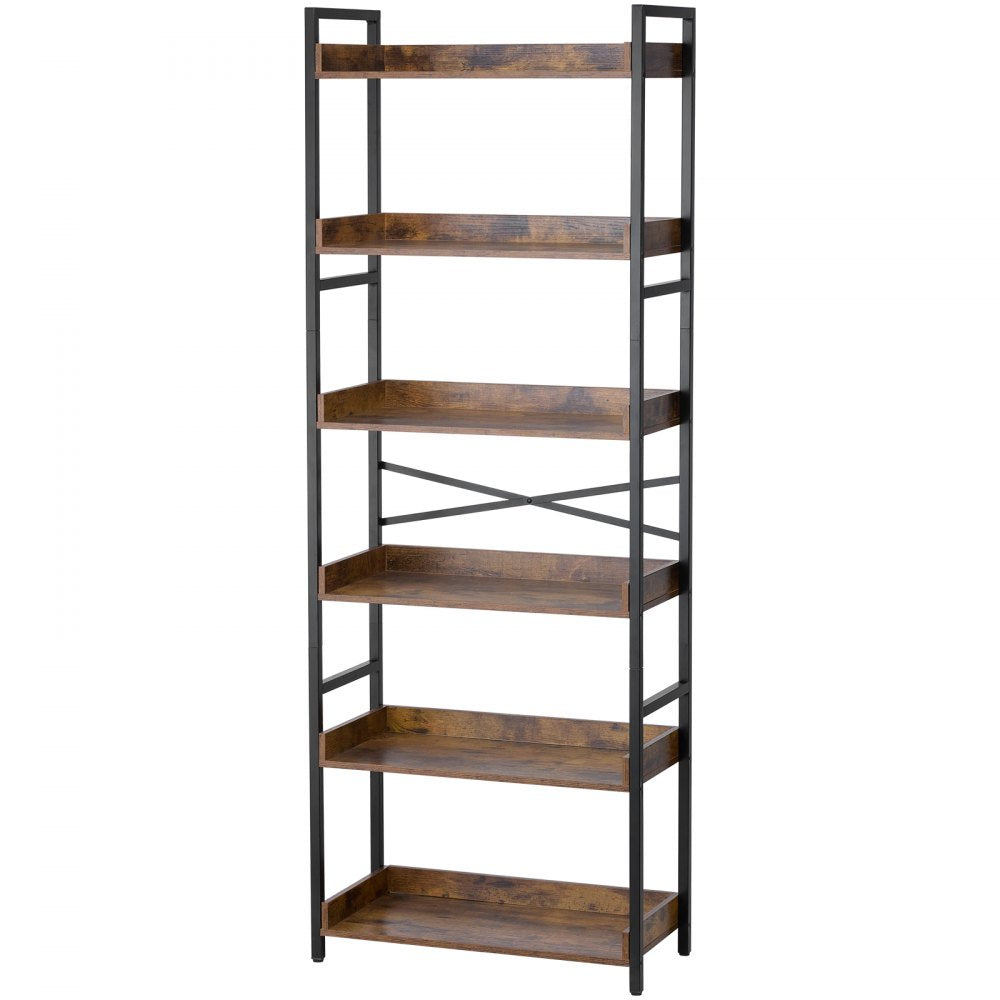 VEVOR Metal Bookshelf Rustic Bookshelf 6-Tier for Living room Bedroom & Office