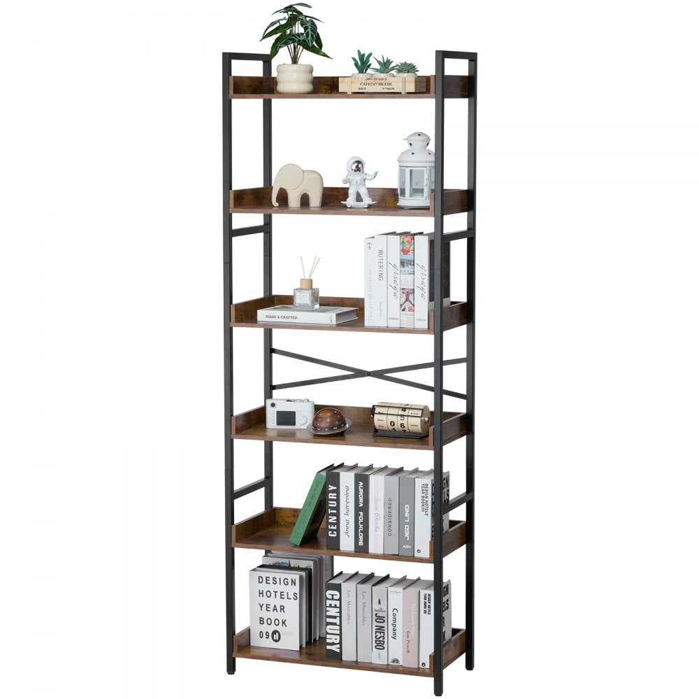 VEVOR Metal Bookshelf Rustic Bookshelf 6-Tier for Living room Bedroom & Office