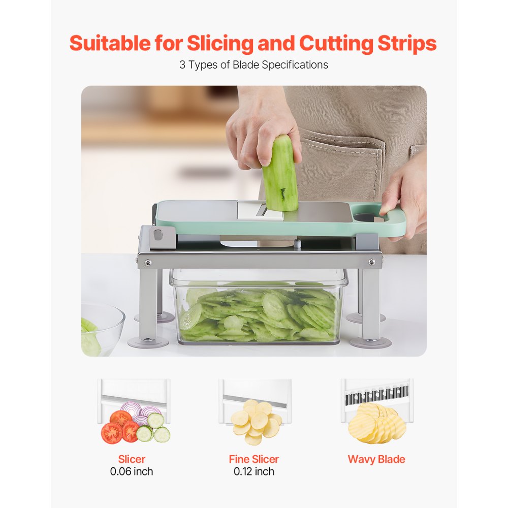 VEVOR Vegetable Chopper Mandoline Slicer All-in-1 Food Veggie Cutter 9 Blades