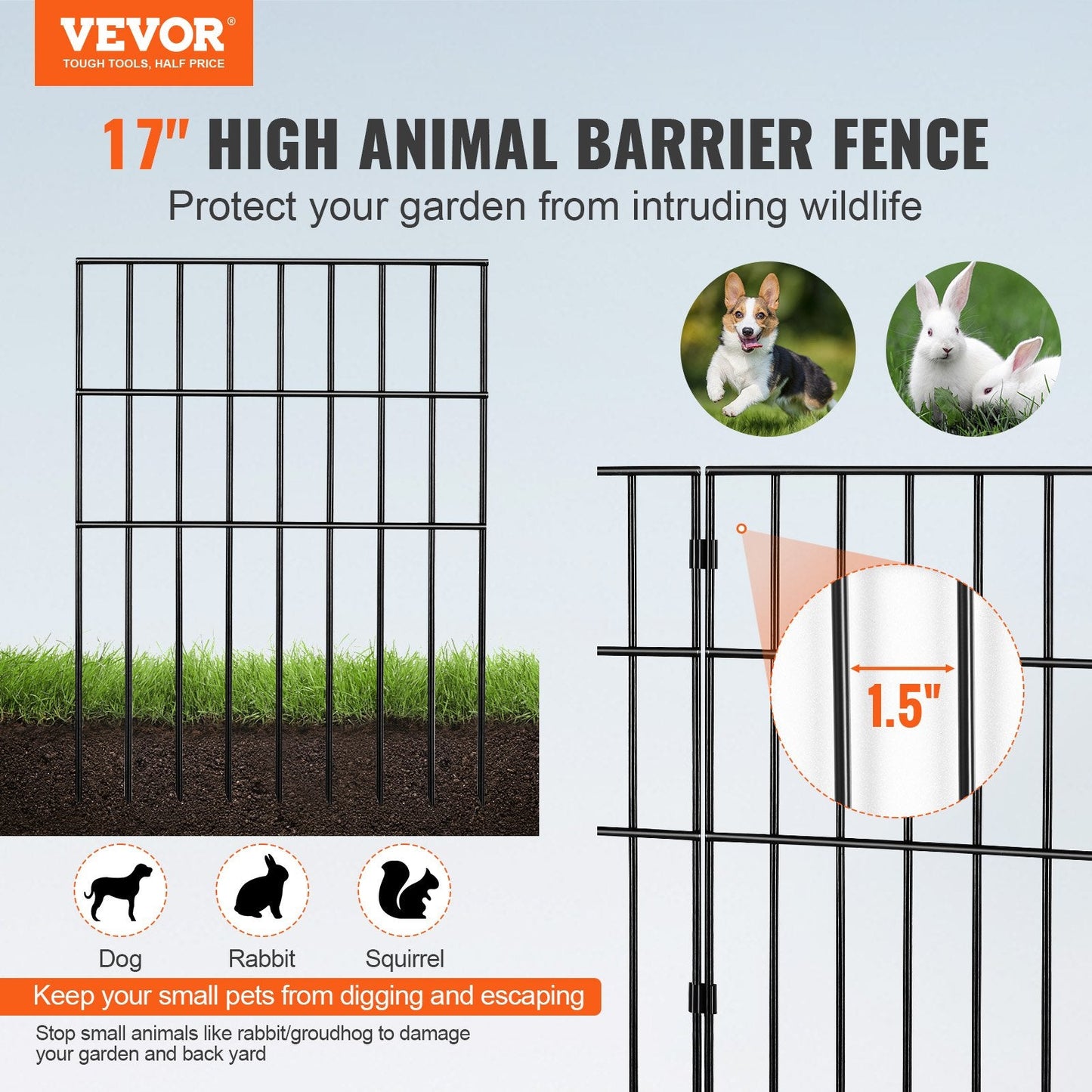 Decorative No-Dig Garden Fence, 0.44m x 0.33m, 28-Pack, Durable Metal Panels