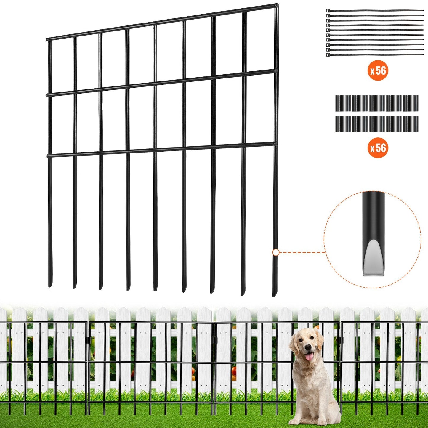 Decorative No-Dig Garden Fence, 0.44m x 0.33m, 28-Pack, Durable Metal Panels