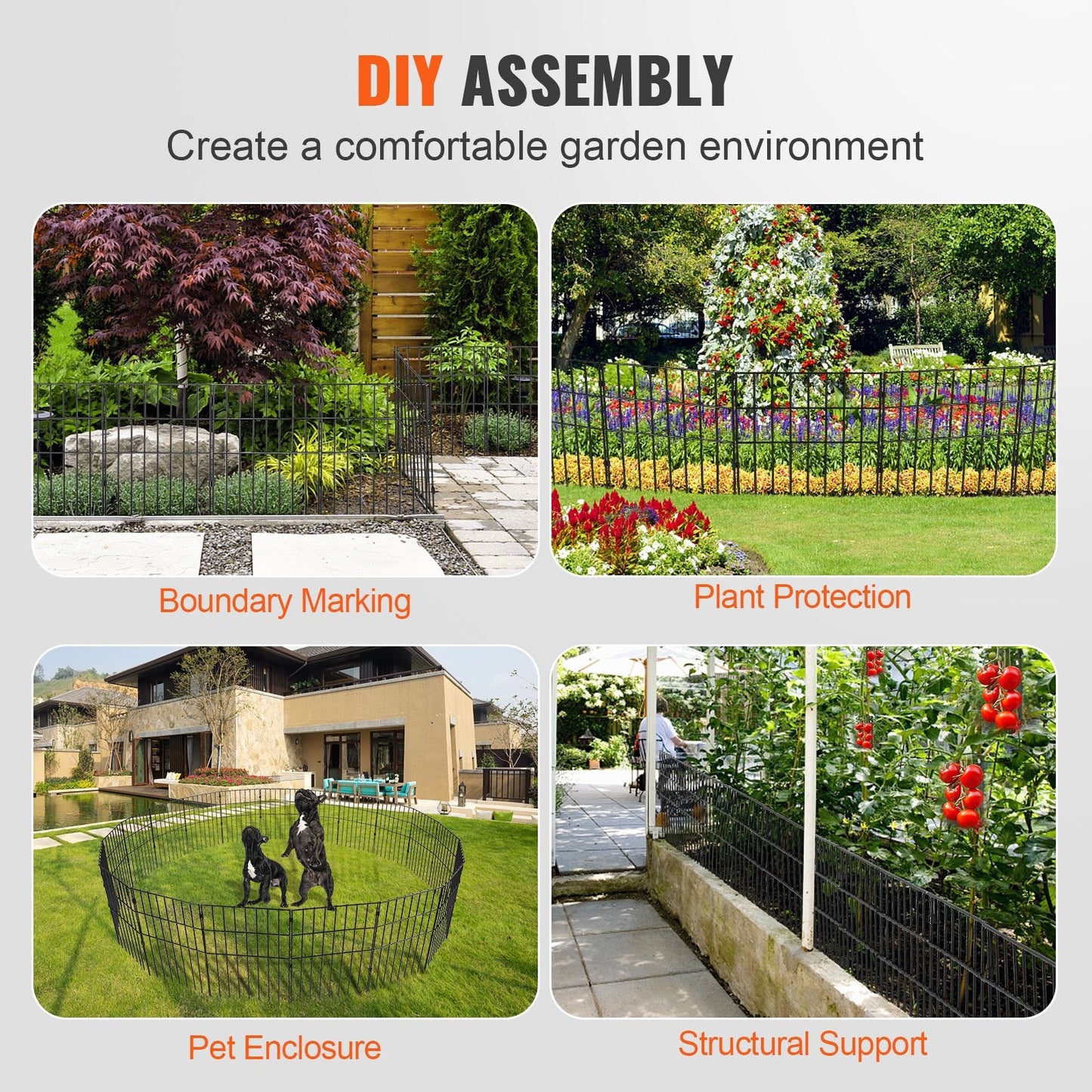 Durable Underground Animal Barrier Fence, 19 Panels, 0.43m x 0.28m, Black