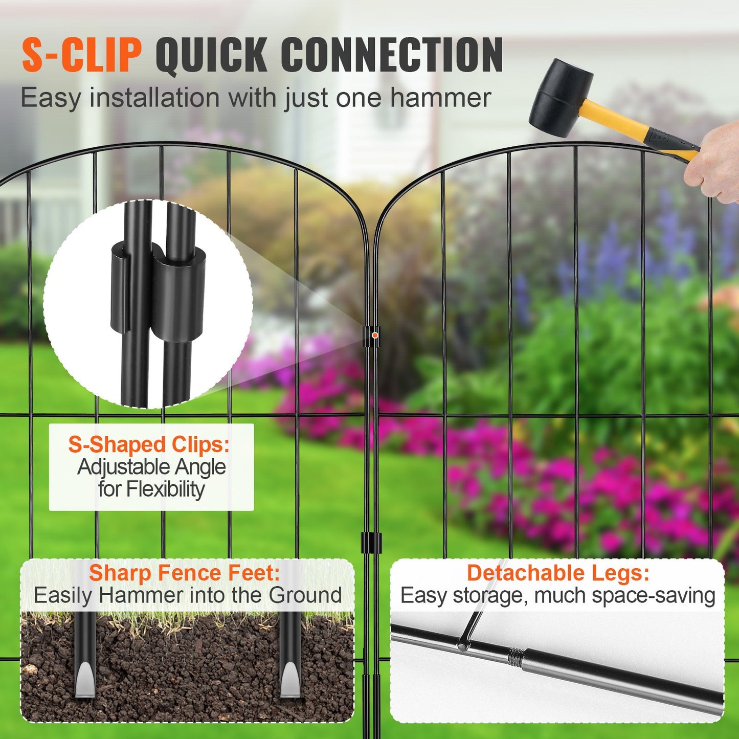 VEVOR Garden Fence, No Dig Fence 61 x 33 cm Animal Barrier Fence, Underground Decorative