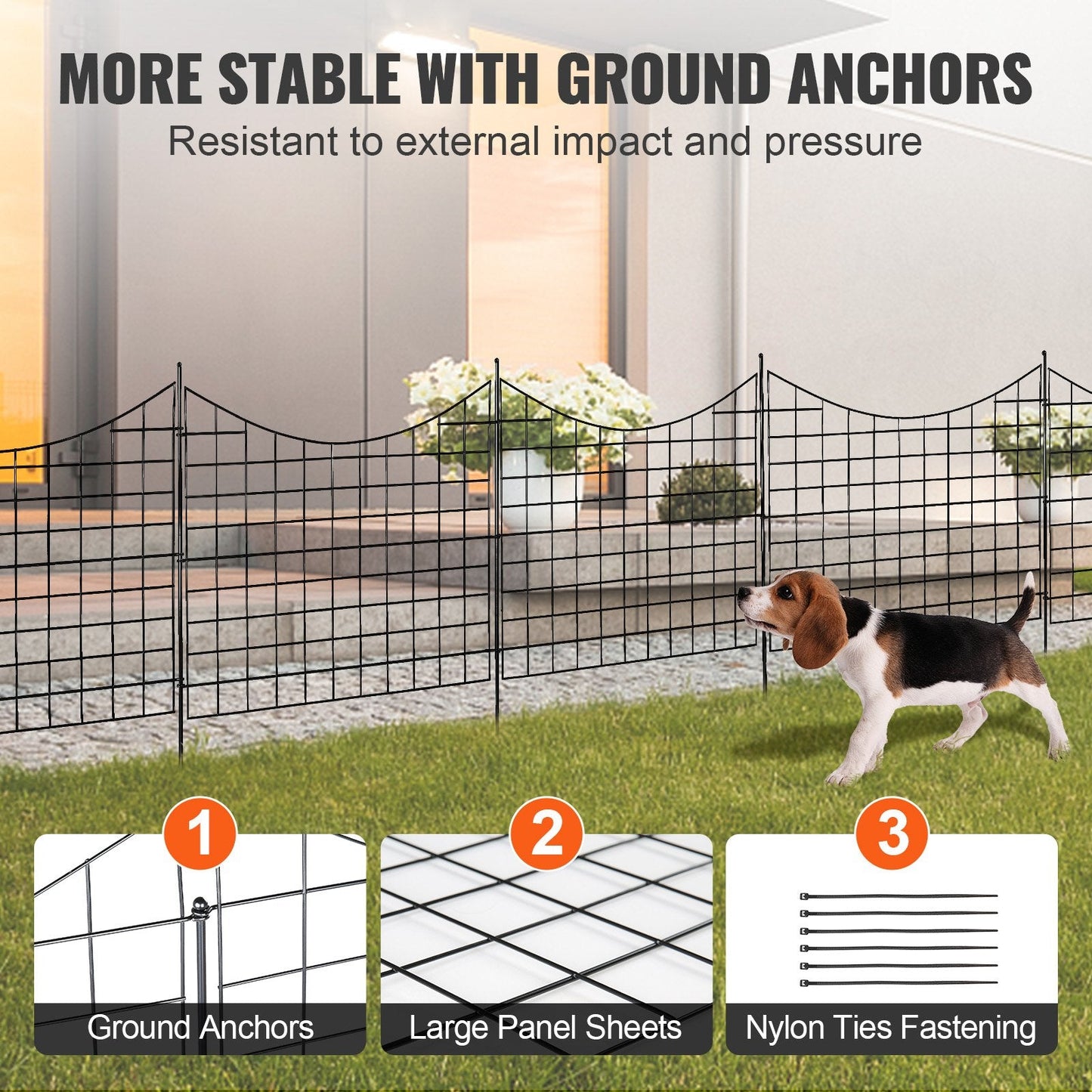 Decorative Garden Fence Set, 0.75x0.93m Metal Barrier for Yard, Black, 5 Pack