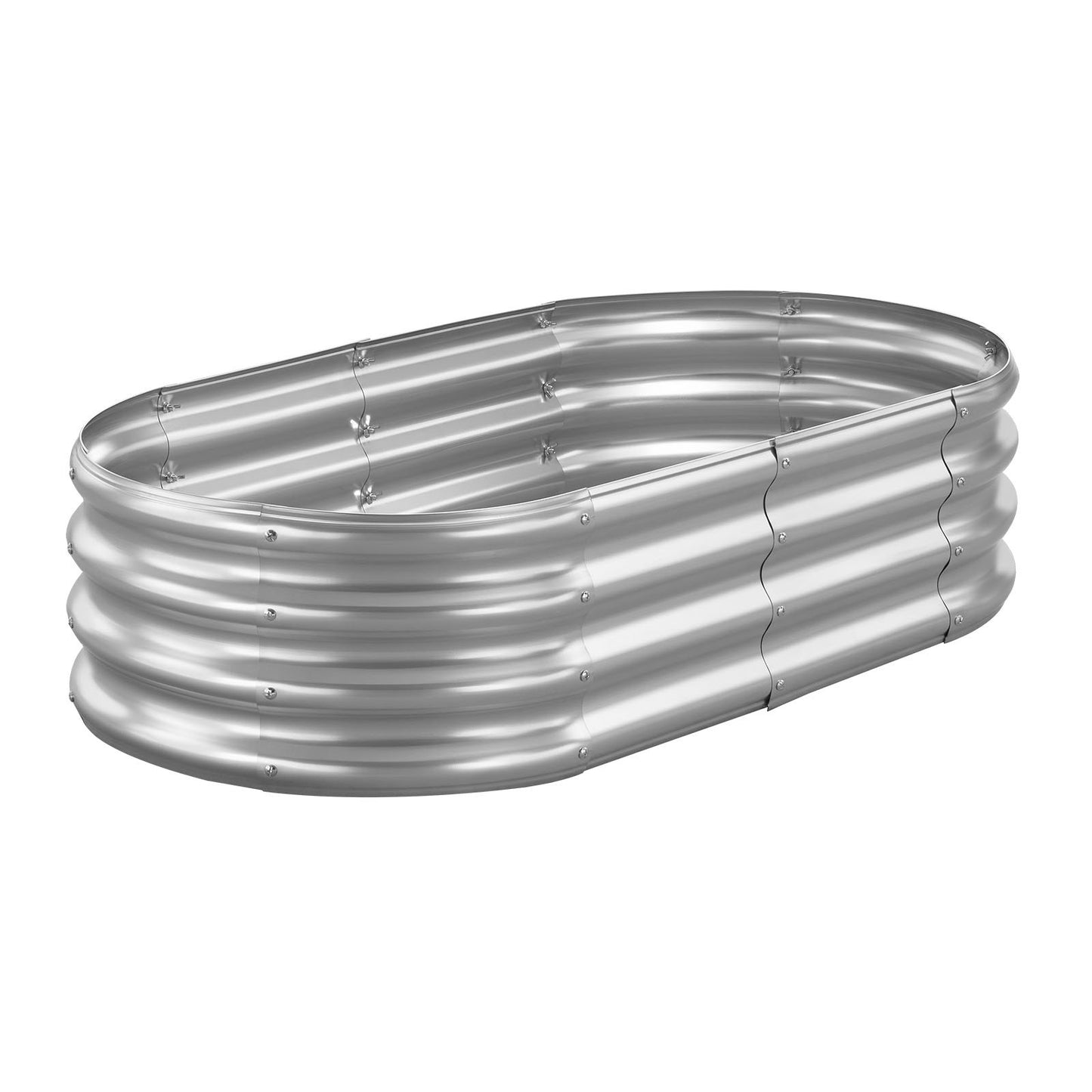 Metal Raised Garden Bed, 1.2 x 0.6 x 0.3 m Oval Outdoor Galvanized Planter Garden Box, Open Bottom Design, Large Planter Raised Bed for Growing Vegetables, Flowers, Succulents, Galvanized Color