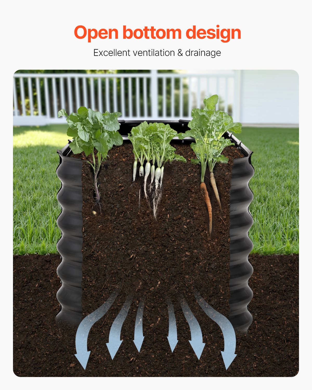 VEVOR Metal Raised Garden Bed 8x2x2 ft Outdoor Galvanized Planter Box Dark Gray