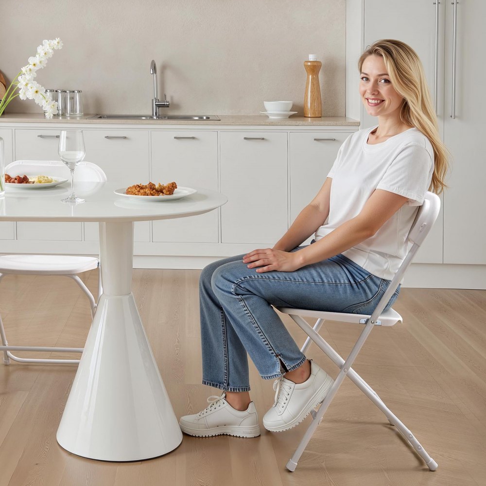 VEVOR 4 Pack Folding Chairs Portable Plastic Chairs with Heavy Duty Metal Frame