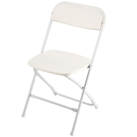 VEVOR 4 Pack Folding Chairs Portable Plastic Chairs with Heavy Duty Metal Frame