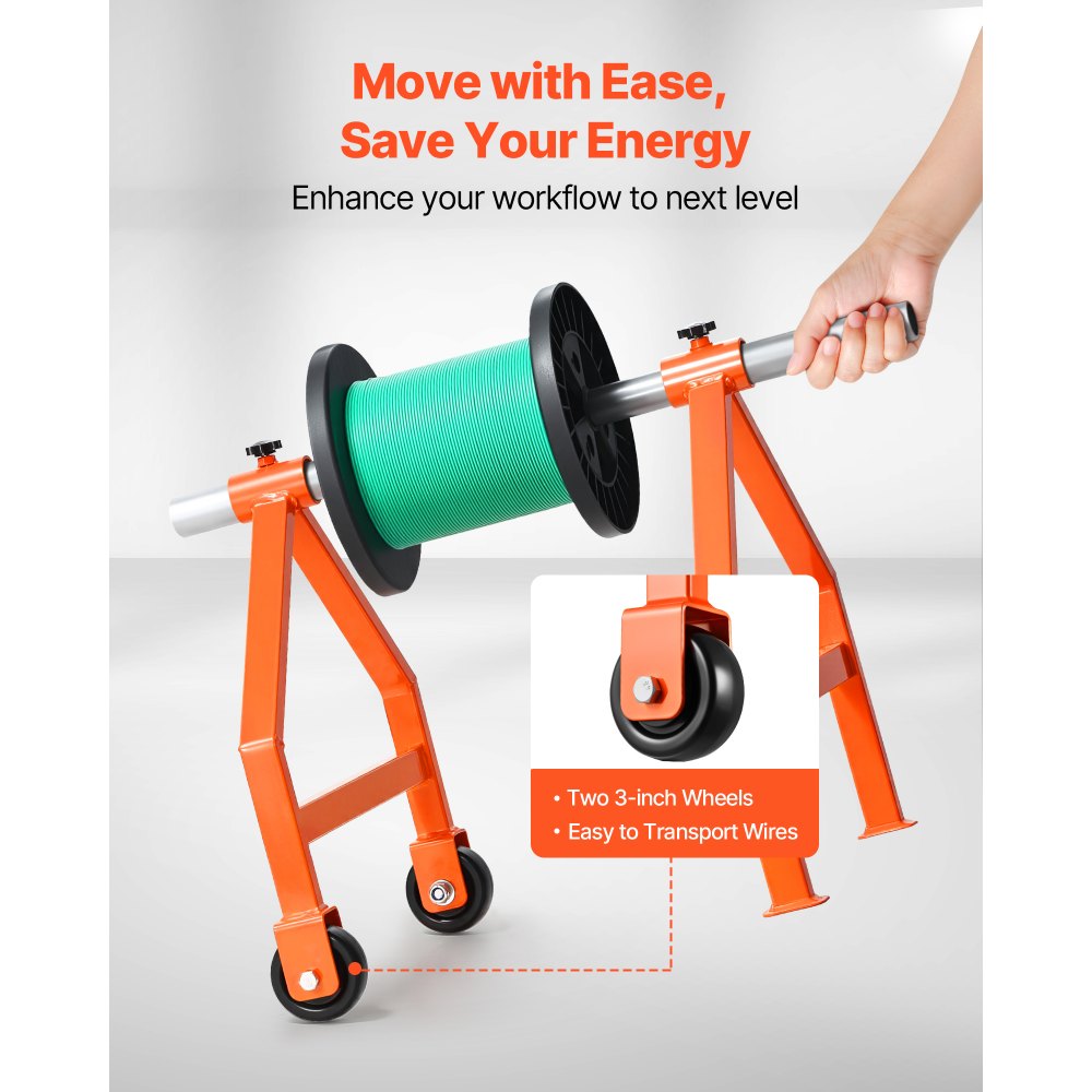 Wire Spool Rack for Up to 29.9 in Diameter Spools Cable Caddy with Wheels
