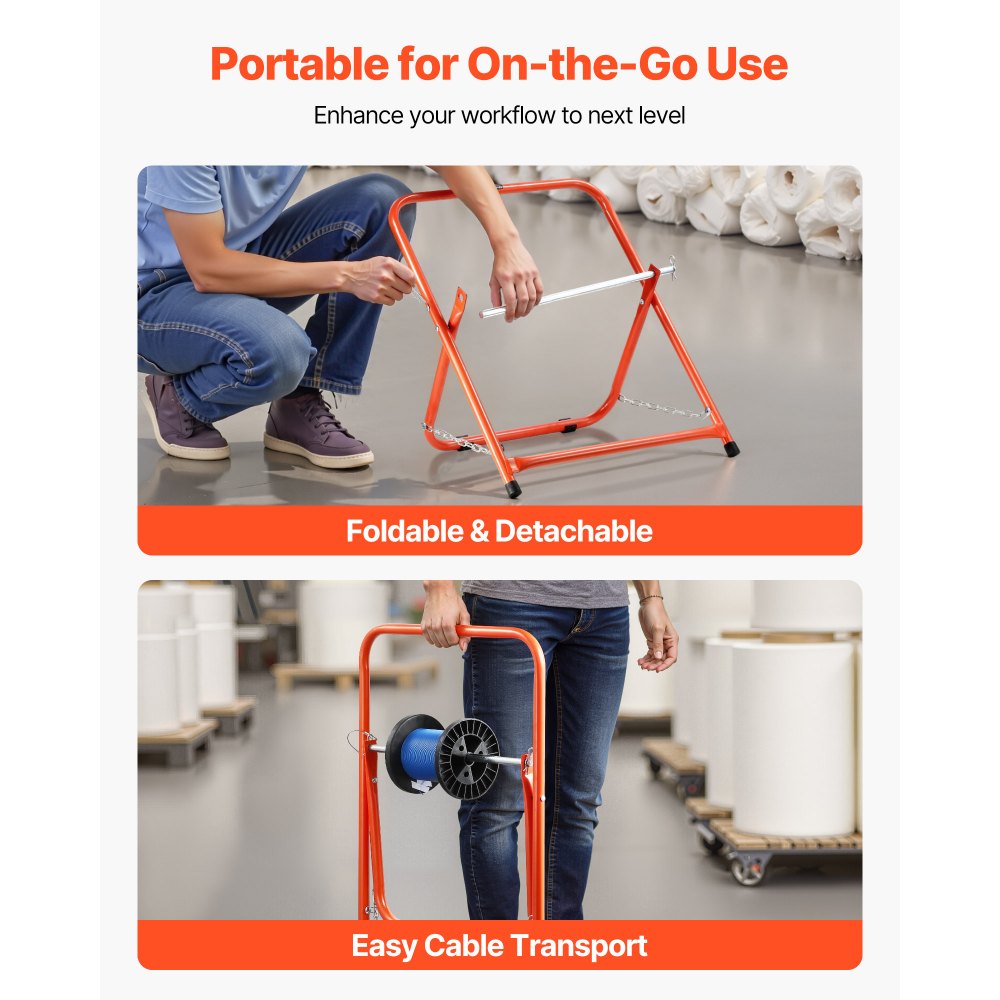 Foldable Wire Spool Rack Heavy Duty Cable Caddy Electrical Industrial