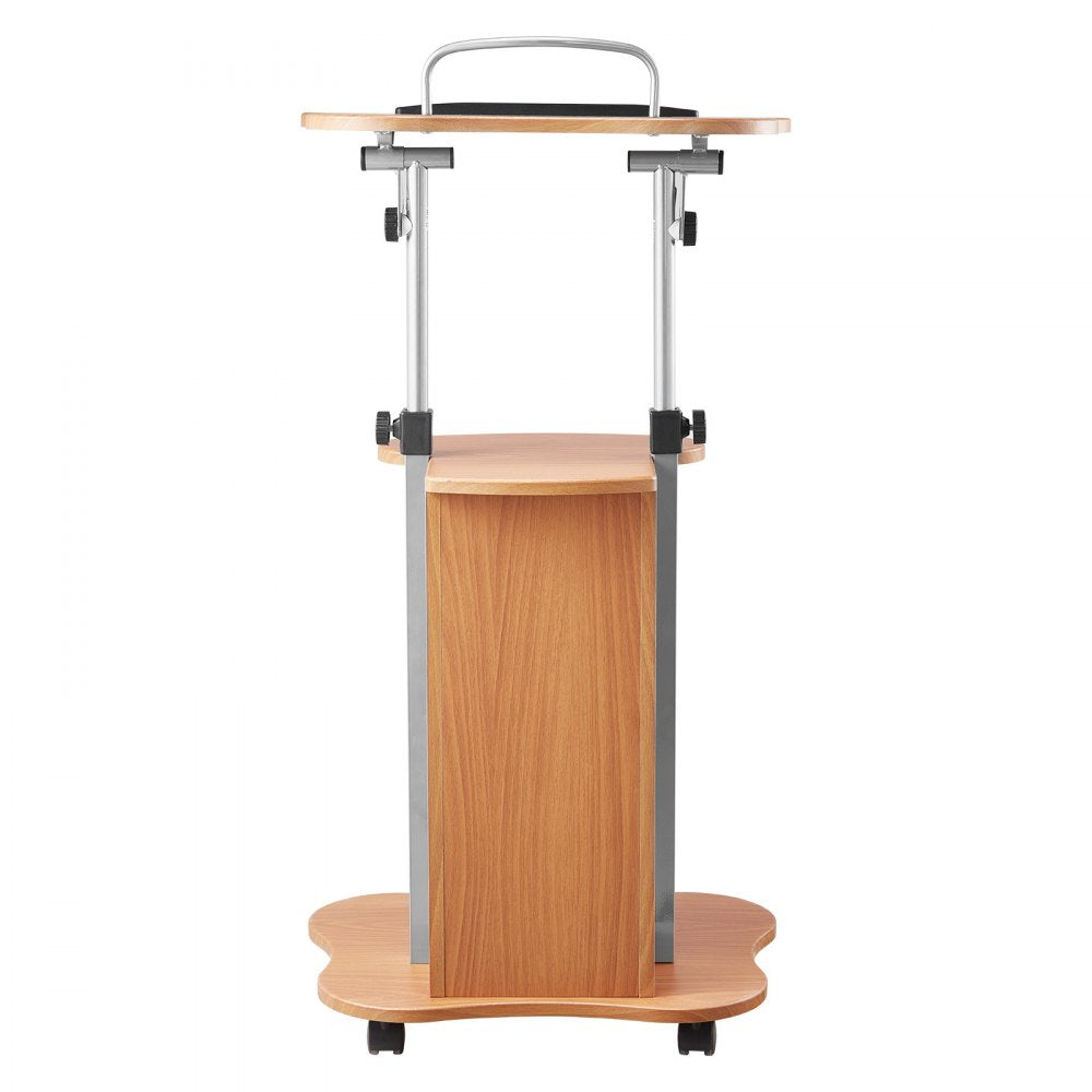VEVOR Podium Stand 1100 mm Wooden Lectern with Wheels Storage Height Adjustable