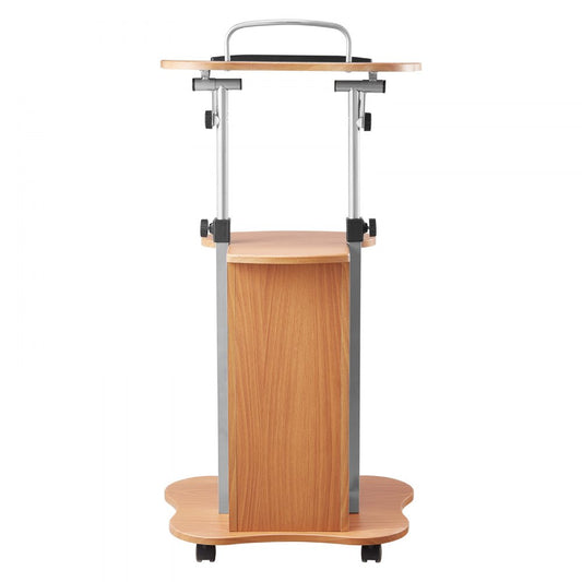 VEVOR Podium Stand 1100 mm Wooden Lectern with Wheels Storage Height Adjustable
