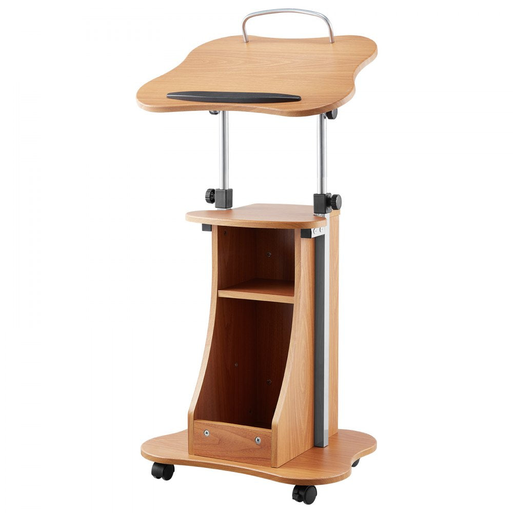VEVOR Podium Stand 1100 mm Wooden Lectern with Wheels Storage Height Adjustable
