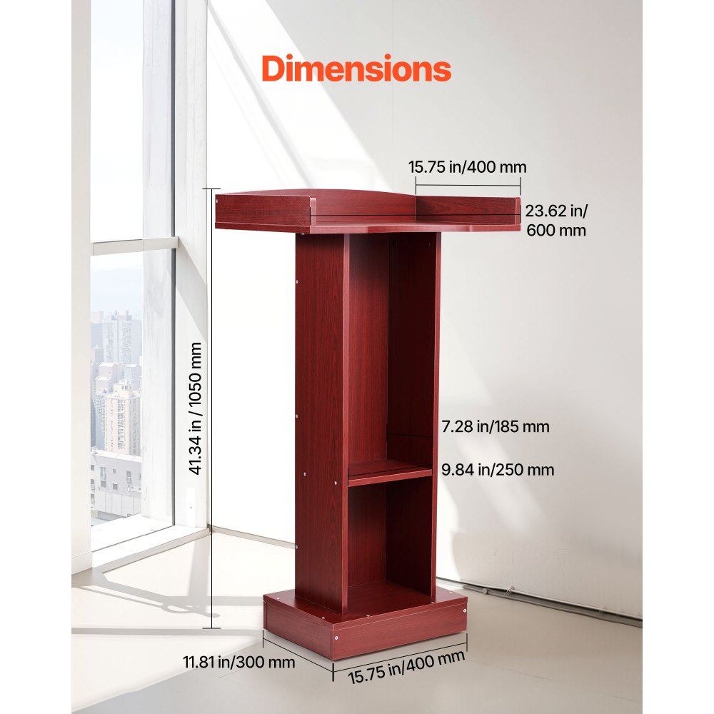 Podium Stand 1040 mm Wooden Lectern with Storage Shelf Classroom Church