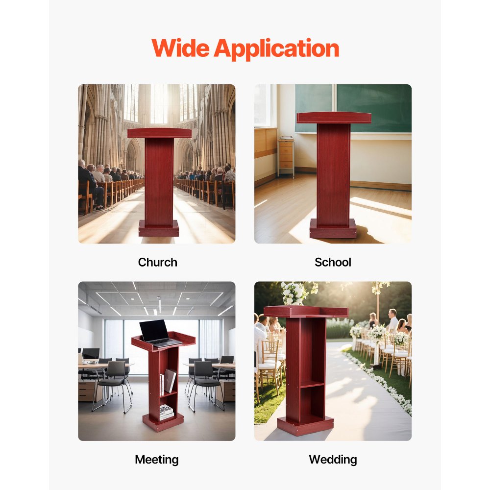 Podium Stand 1040 mm Wooden Lectern with Storage Shelf Classroom Church