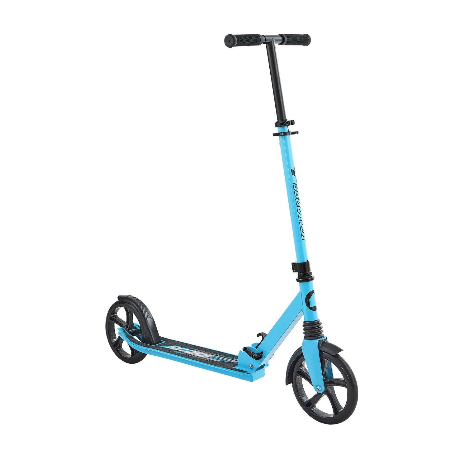 Kick Scooter for Kids Ages 8+, Teens & Adults, 2-Wheel Toddler Scooter with Adjustable Height Handlebar, Wide Anti-Slip Deck, Foldable Lightweight for Boys & Girls up to 99.8 kg, Blue + Black
