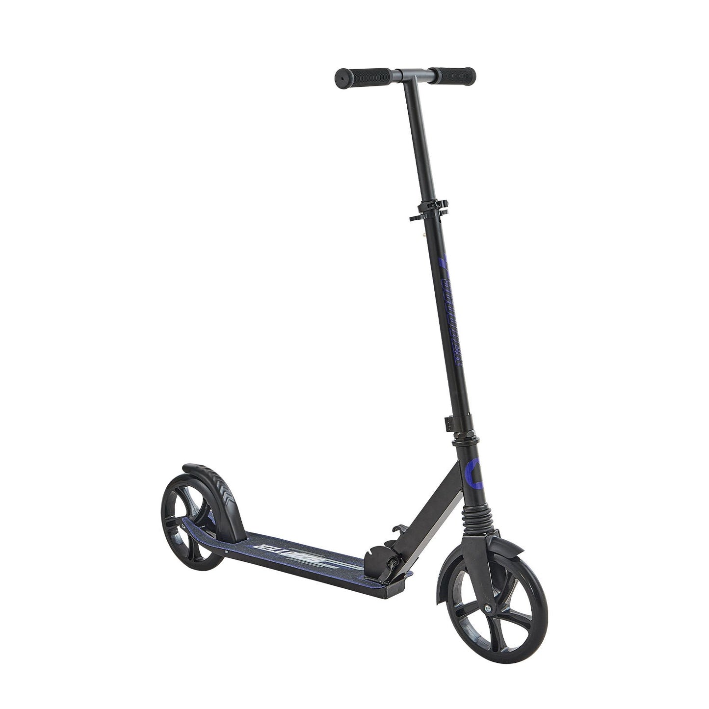 Kick Scooter for Kids Ages 8+, Teens & Adults, 2-Wheel Toddler Scooter with Adjustable Height Handlebar, Wide Anti-Slip Deck, Foldable Lightweight for Boys & Girls up to 99.8 kg, Black + Purple