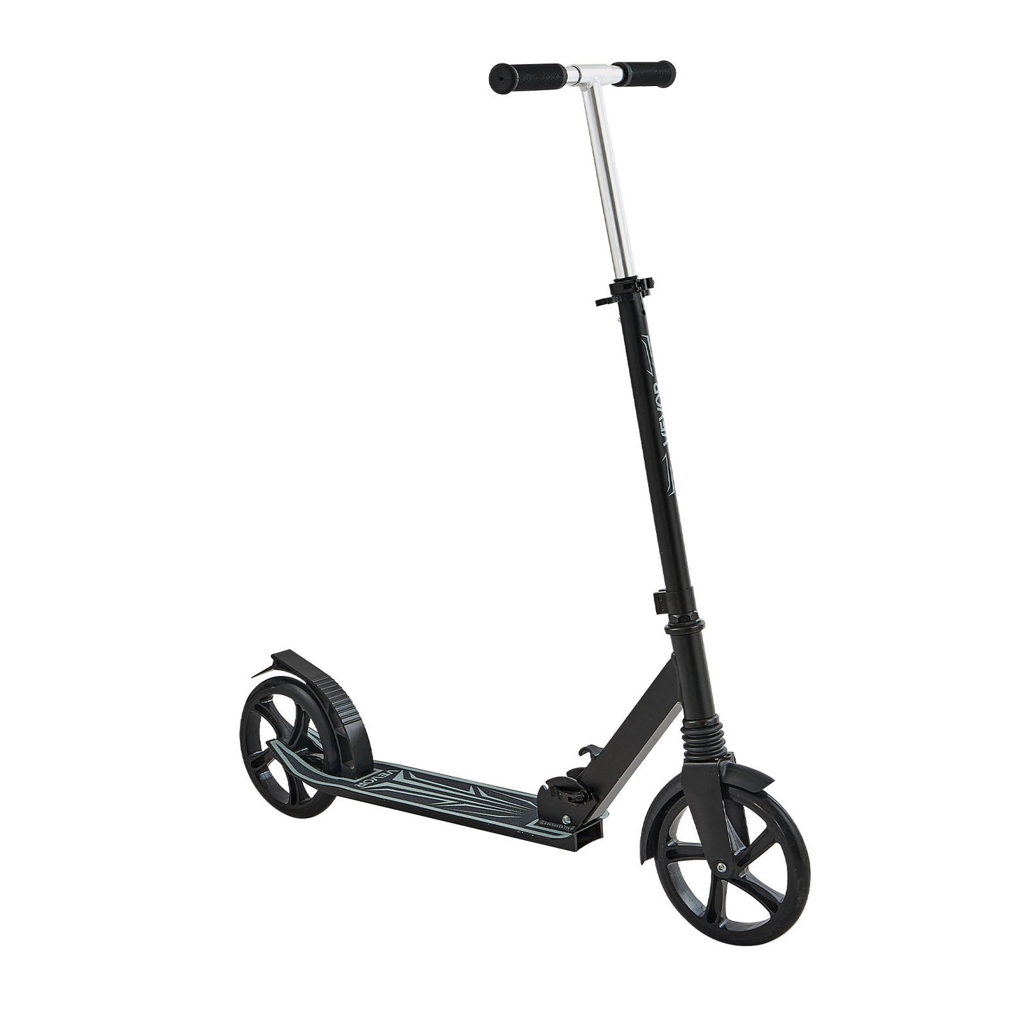 Kick Scooter for Kids Ages 8+, Teens & Adults, 2-Wheel Toddler Scooter with Adjustable Height Handlebar, Wide Anti-Slip Deck, Foldable Lightweight Frame for Boys & Girls up to 99.8 kg, Black