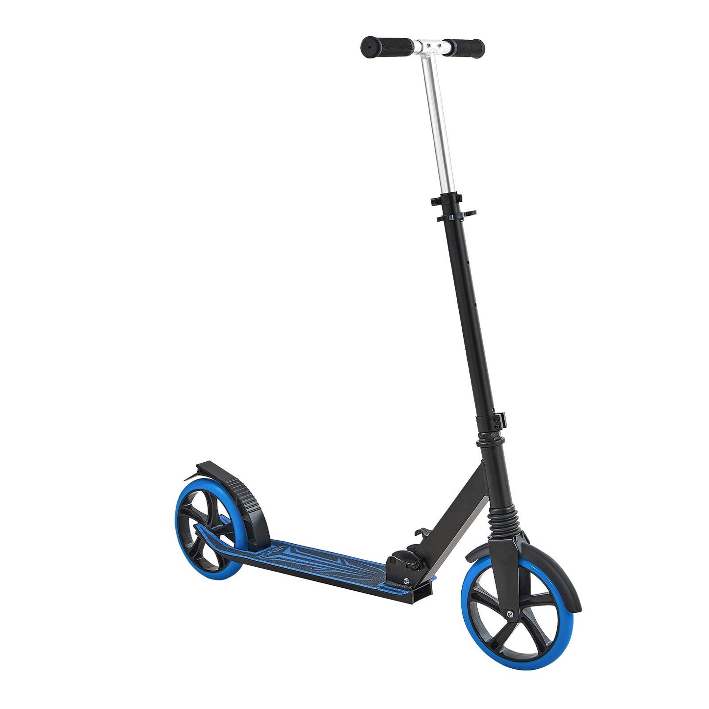 Kick Scooter for Kids Ages 8+, Teens & Adults, 2-Wheel Toddler Scooter with Adjustable Height Handlebar, Wide Anti-Slip Deck, Foldable Lightweight Frame for Boys and Girls up to 99.8 kg, Blue + Black