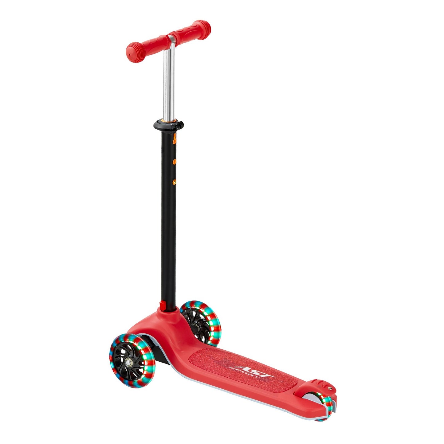 Kick Scooter for Kids Ages 3+, 3-Wheel Toddler Scooter with Light-Up Wheels, Adjustable Height Handlebar, Wide Anti-Slip Deck, Lightweight Aluminum Frame for Boys and Girls up to 74.8 kg, Red